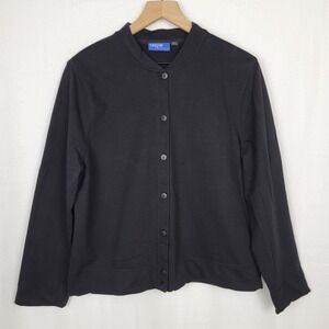 Vintage‎ 90s Onque Casuals Black Button Front Cardigan Women's XL Minimalist